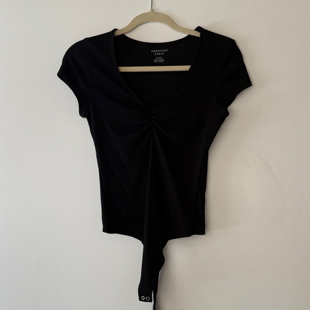 American Apparel Elegant Black Short Sleeve Top